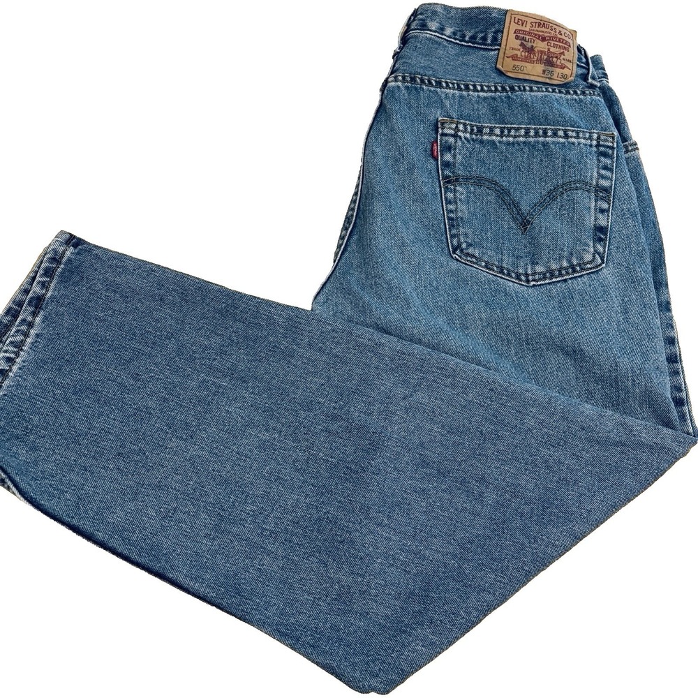 Levi's 550 Relaxed Fit Blue Jeans Men 36W x 29L Cotton More Room in Seat Thighs
